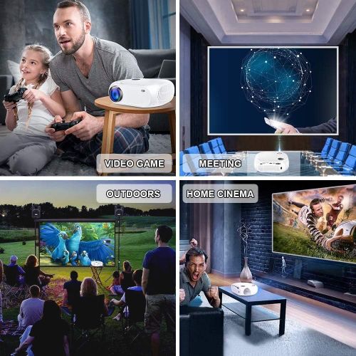  Projector, DIWUER Portable Video Projectors, Mini Movie Projector 1080P Full HD for Home Cinema Theater, Support HDMI, VGA, AV, USB, SD Card