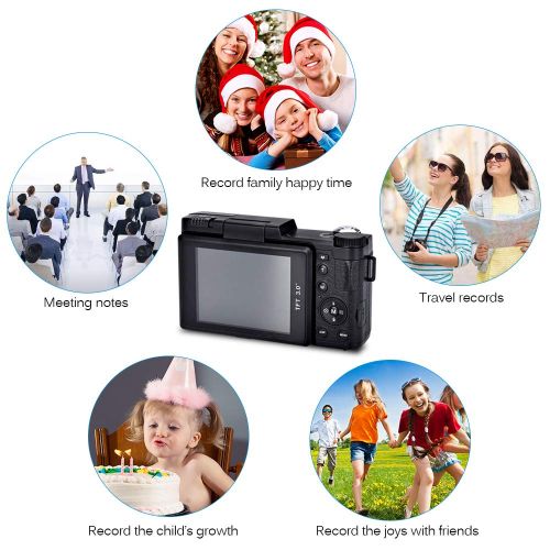  Video Camera Camcorder, DIWUER WiFi Wireless Digital Camera Recorder, 24.0MP Full HD 1080P Flip Screen Vlogging Camera with UV Lens, Flashlight (Two Batteries Included)