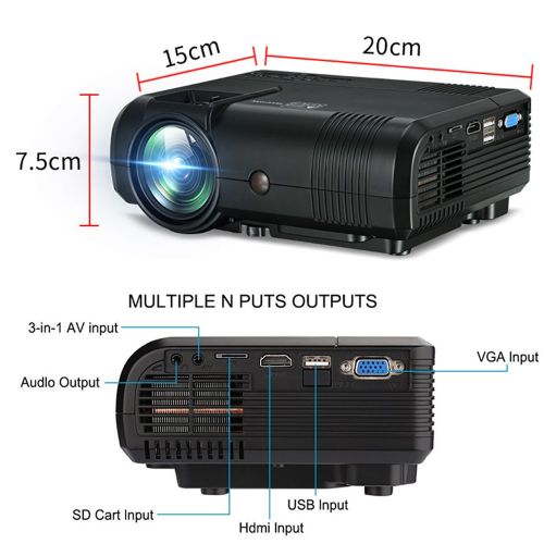  Video Projector DIWUER Mini Movie Projector Full HD 1080P LCD Home Theater Multimedia Projector PC Smartphone Support HDMI VGA USB AV TF Input