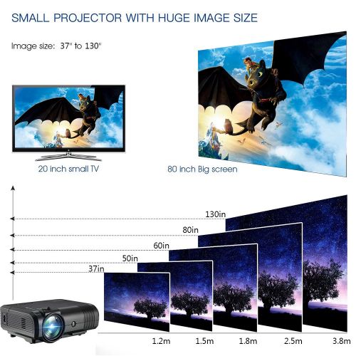  Video Projector DIWUER Mini Movie Projector Full HD 1080P LCD Home Theater Multimedia Projector PC Smartphone Support HDMI VGA USB AV TF Input