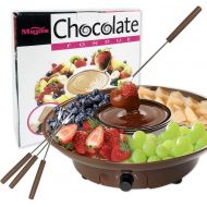 DIY Chocolate Fondue Maker - 110V Electric Chocolate Melting Pot Set with Stainless Steel Bowl, Serving Tray, 4 Steel Forks, Brown