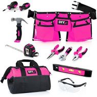 DIY jr My First Tool Set - PINK by DIY Jr.  Real Tool Set for Kids Pink Tools for Girls Toolbelt Child-sized Tools Complete Tool Set for Girls Tools for Small Hands