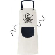 DIYthinker Number 16 Ninja Black Skeleton Apron Adjustable Bib Cotton Linen BBQ Kitchen Pocket Pinafore