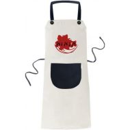 DIYthinker Japan Ninja Words Sakura Outline Apron Adjustable Bib Cotton Linen BBQ Kitchen Pocket Pinafore