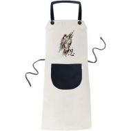 DIYthinker Japan Culture Ninja Apron Adjustable Bib Cotton Linen BBQ Kitchen Pocket Pinafore