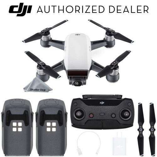 디제이아이 DJI Spark Drone Quadcopter (Alpine White) with Remote Controller & 2 Batteries Bundle Starter Kit