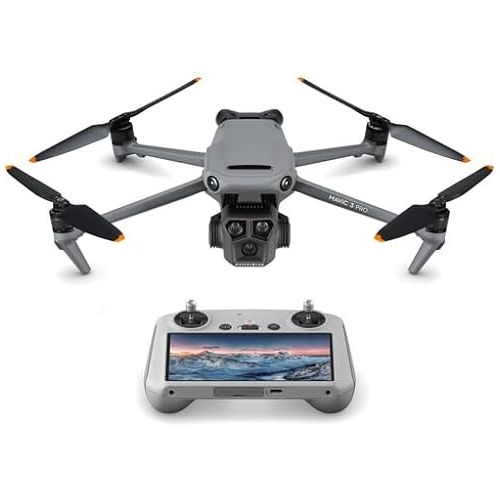 디제이아이 DJI Mavic 3 Pro Drone with Fly More Combo DJI RC, Flagship Triple-Camera Drone with 4/3 CMOS Hasselblad Camera, with 3 Batteries, Charging Hub, 128 GB Micro SD Card Landing Pad, Waterproof Backpack and More