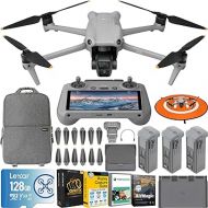 DJI Air 3 Drone Quadcopter with RC 2 Remote (With Screen) Fly More Combo Medium Tele & Wide-Angle Dual Primary Cameras, Obstacle Sensing, 48MP, 4K/60fps, 3 Batteries Bundle with Deco Gear Accessories