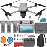 DJI Air 3 Fly More Combo Drone with DJI RC 2 Screen Remote Drone with 4K HDR, 46-Min Max Flight Time, 48MP Bundle with 128 GB Micro SD Card, 3.0 USB Card Reader, Landing Pad, Waterproof Backpack and More