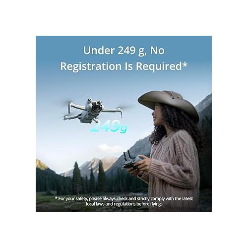 디제이아이 DJI Mini 4 Pro Folding Drone with RC 2 Remote (With Screen) Fly More Combo, 4K HDR Video Camera for Adults, Under 249g, Omnidirectional Sensing, 3 Batteries Bundle with Deco Gear Accessories