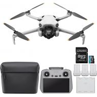 DJI Mini 4 Pro Quadcopter Drone Fly More Combo Plus with RC 2 Controller- 4K Ultra HD Video Capture - Intelligent Flight Modes for Aerial Enthusiasts Bundle with 128GB Memory Card (2 Items)
