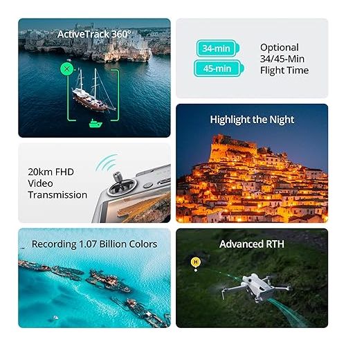 디제이아이 DJI Mini 4 Pro Quadcopter Drone Fly More Combo Plus with RC 2 Controller- 4K Ultra HD Video Capture - Intelligent Flight Modes for Aerial Enthusiasts Bundle with 128GB Memory Card (2 Items)