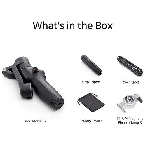 디제이아이 DJI Osmo Mobile 6 Gimbal Stabilizer for Smartphones, 3-Axis Phone Gimbal, Built-In Extension Rod, Object Tracking, Portable and Foldable, Vlogging Stabilizer, YouTube TikTok, Slate Gray