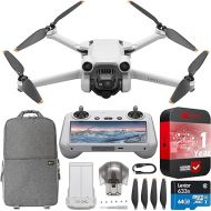 DJI Mini 3 Pro Camera Drone Quadcopter + RC Smart Controller (With Screen), 4K/60fps Video, 48MP Photo, 34min Flight Time, Tri-Directional Obstacle Sensing, Bundle w/Deco Gear Backpack + Accessories