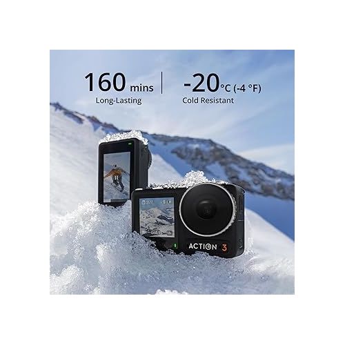 디제이아이 DJI Osmo Action 3 Standard Combo, Waterproof Action Camera 4K with Super-Wide FOV, 10-Bit Color Depth, Stabilization, Long-Lasting 160 Mins, Dual Touchscreens, Mini Action Camera for Outdoor, Travel