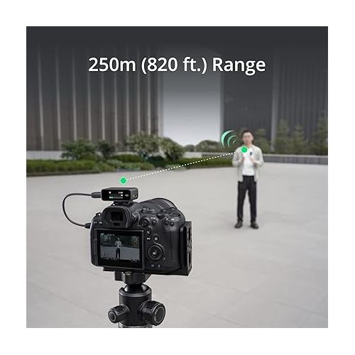 디제이아이 DJI Mic (1 TX + 1 RX), Wireless Lavalier Microphone, 250m (820 ft.) Range, Compact and Ultra-Light, 14-Hour Recording, Wireless Mic for PC, iPhone, Andriod, Cameras, Record Vlogs, Live Stream