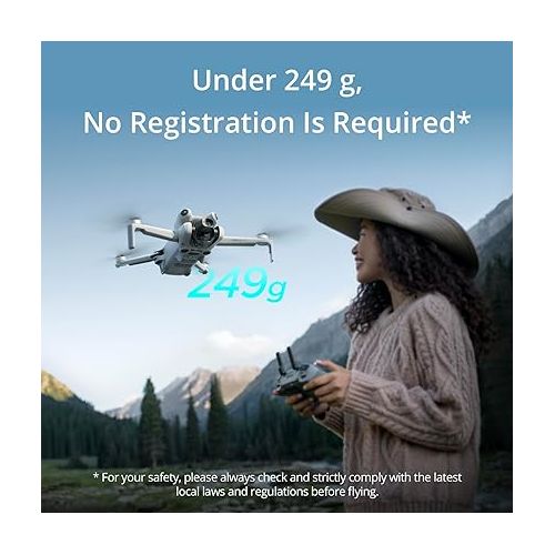 디제이아이 DJI Mini 4 Pro (DJI RC-N2), Folding Mini-Drone with 4K HDR Video Camera for Adults, Under 0.549 lbs/249 g, 34 Mins Flight Time, 20 km Max Video Transmission Distance, Omnidirectional Vision Sensing