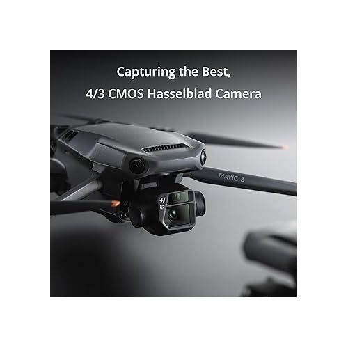 디제이아이 DJI Mavic 3, Drone with 4/3 CMOS Hasselblad Camera, 5.1K Video, Omnidirectional Obstacle Sensing, 46 Mins Flight, Advanced Auto Return, 15km Video Transmission, FAA Remote ID Compliant, Gray