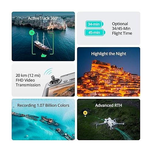 디제이아이 DJI Mini 4 Pro Fly More Combo with DJI RC 2, Mini Drone with 4K HDR Video, Under 0.549 lbs/249 g, 3 Batteries for up to 102 Mins Flight Time, Smart Return to Home, Drone with Camera for Beginners