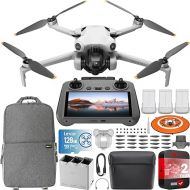 DJI Mini 4 Pro Folding Drone with RC 2 Remote (With Screen) Fly More Combo Plus, 4K HDR Video Camera for Adults, Under 249g,Omnidirectional Sensing, 3 Plus Batteries Bundle with Deco Gear Accessories
