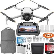 DJI Mini 4 Pro Folding Drone with RC 2 Remote (With Screen) Fly More Combo Plus, 4K HDR Video Camera for Adults, Under 249g,Omnidirectional Sensing, 3 Plus Batteries Bundle with Deco Gear Accessories