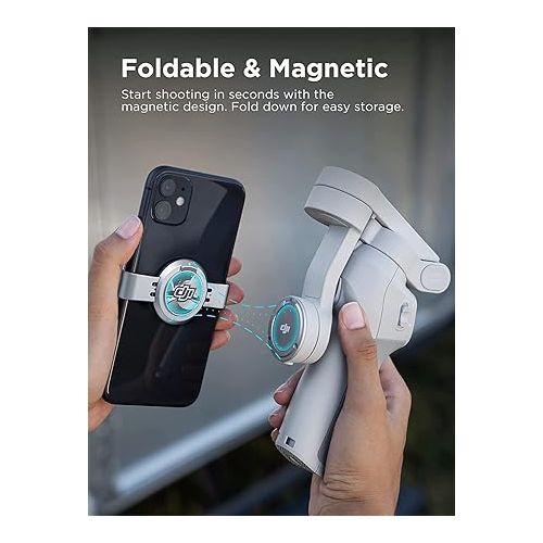디제이아이 DJI OM 4 SE - 3-Axis Smartphone Gimbal Stabilizer with Tripod, Magnetic Design, Portable and Foldable, ActiveTrack 3.0, Story Mode, Vlogging Stabilizer, YouTube TikTok Video, for Android and iPhone