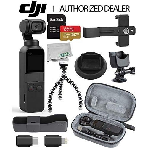 디제이아이 [아마존베스트]DJI 2019 Osmo Pocket Handheld 3 Axis Gimbal Stabilizer with Integrated Camera Essentials Travel Bundle