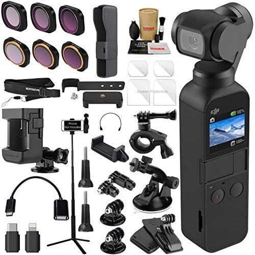 디제이아이 [아마존베스트]Sure RC DJI OSMO Pocket 3 Axis Gimbal Camera Elite Combo Bundle with ND & Rotating Polarizer Filter Set, Extension Rod/Selfie Stick, Tripod & Must Have Accessories