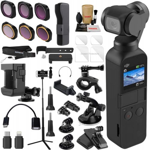 디제이아이 [아마존베스트]Sure RC DJI OSMO Pocket 3 Axis Gimbal Camera Elite Combo Bundle with ND & Rotating Polarizer Filter Set, Extension Rod/Selfie Stick, Tripod & Must Have Accessories