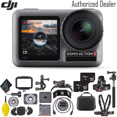 디제이아이 [아마존베스트]DJI Osmo Action 4K Camera w/ 128GB Micro SD Memory Card x2 - Mounting Kit - Cleaning Cloth and More