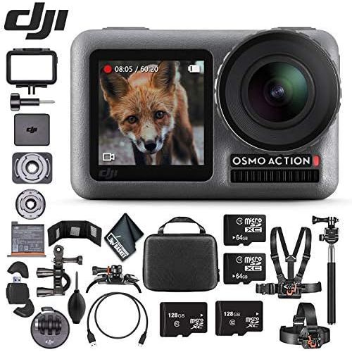디제이아이 [아마존베스트]DJI Osmo Action 4K Camera - 128GB MicroSD x2 & 64GB MicroSD Memory Card x2 - Reader & Wallet - Mounting Kit & More