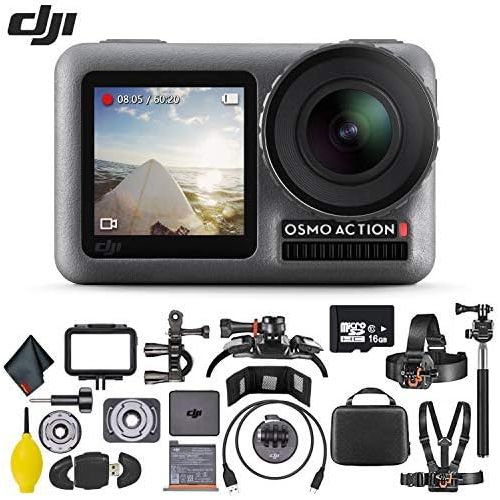 디제이아이 [아마존베스트]DJI Osmo Action 4K Camera w/ 16GB Micro SD Memory Card - Mounting Kit - Cleaning Cloth and Much More