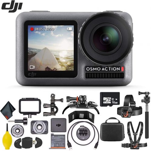 디제이아이 [아마존베스트]DJI Osmo Action 4K Camera w/ 16GB Micro SD Memory Card - Mounting Kit - Cleaning Cloth and Much More