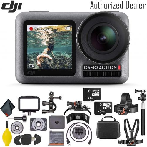 디제이아이 [아마존베스트]DJI Osmo Action 4K Camera w/ 64GB Micro SD Memory Card x2 - Mounting Kit - Cleaning Cloth and More