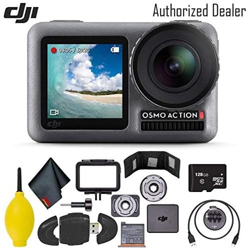 디제이아이 [아마존베스트]DJI Osmo Action 4K Camera w/ 128GB Micro SD Memory Card - USB Reader - Cleaning Cloth and More