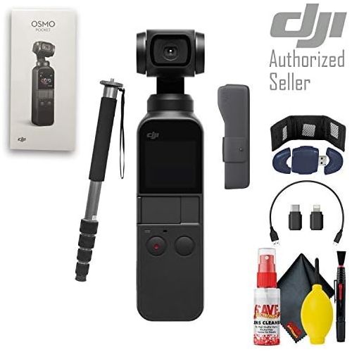 디제이아이 [아마존베스트]DJI Osmo Pocket 3 Axis Gimbal Camera - Memory Card Wallet & USB Card Reader - Monopod 70 inch - Cleaning Kit & More