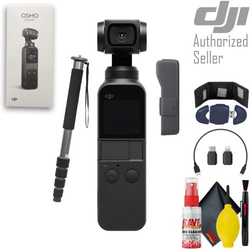 디제이아이 [아마존베스트]DJI Osmo Pocket 3 Axis Gimbal Camera - Memory Card Wallet & USB Card Reader - Monopod 70 inch - Cleaning Kit & More