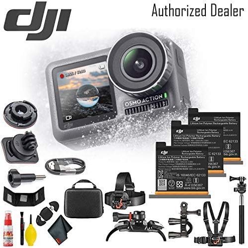 디제이아이 [아마존베스트]DJI Osmo Action Camera - Additional Batteries (3) - Outdoor Mounting Accessories - Reader & Wallet - Cleaning Kit & More
