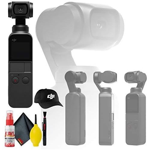 디제이아이 [아마존베스트]DJI Osmo Pocket 3 Axis Gimbal Camera - DJI Baseball Cap (Black) - Microfiber Cloth - Cleaning Kit Bundle & More