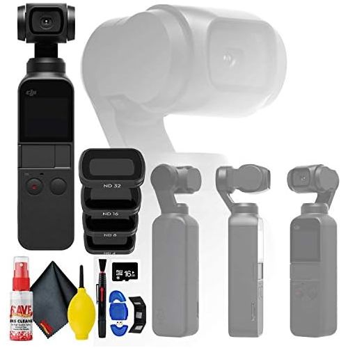 디제이아이 [아마존베스트]DJI Osmo Pocket 3 Axis Gimbal Camera - Osmo Pocket ND Filters Set - 16GB MicroSD - Reader & Wallet - Cleaning kit & More