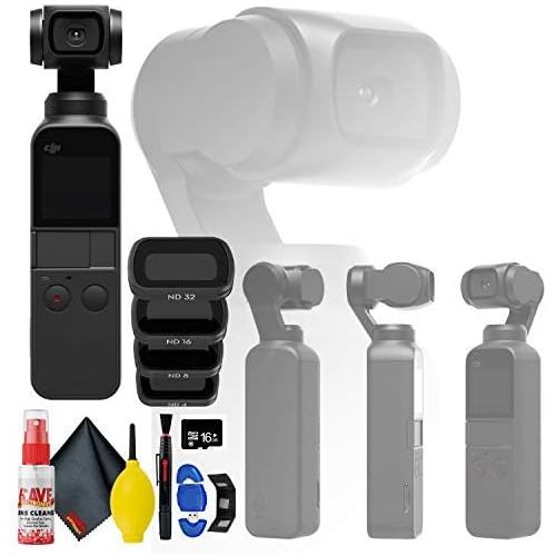 디제이아이 [아마존베스트]DJI Osmo Pocket 3 Axis Gimbal Camera - Osmo Pocket ND Filters Set - 16GB MicroSD - Reader & Wallet - Cleaning kit & More