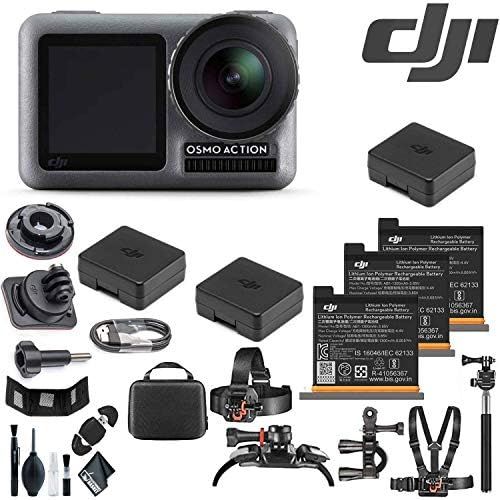 디제이아이 [아마존베스트]DJI Osmo Action Camera + Battery for The Osmo Action Camera (3 Total) + Mounting Kit + Reader + Cleaning Kit & More