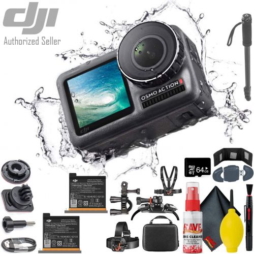 디제이아이 [아마존베스트]DJI Osmo Action 4K Camera - Monopod 70 - USB Card Reader - Additional Batteries (2 Total) - 64GB MicroSD & More