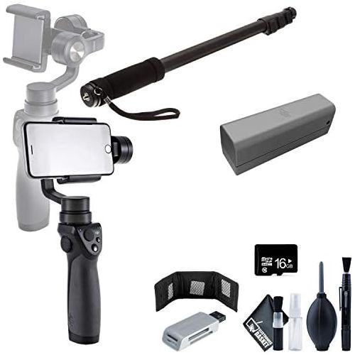 디제이아이 [아마존베스트]The DJI Osmo Mobile Gimbal Stabilizer + Monopod 70 + 16GB Micro SD + USB Card Reader + Memory Card Wallet + Osmo Intelligent Battery