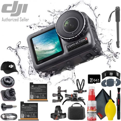 디제이아이 [아마존베스트]DJI Osmo Action 4K Camera - Monopod 70 - DJI Baseball Cap - Additional Batteries (2 Total) - 64GB MicroSD & More