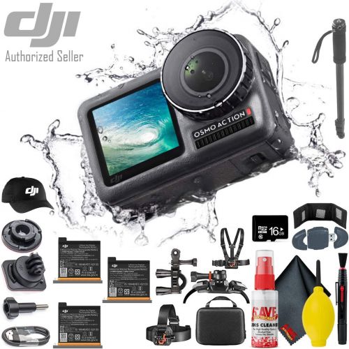 디제이아이 [아마존베스트]DJI Osmo Action 4K Camera - Monopod 70 - DJI Baseball Cap - Additional Battery (3 Total) - 16GB MicroSD & More