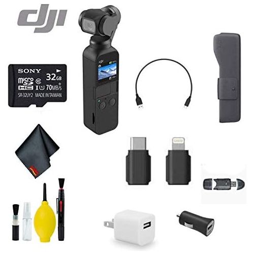 디제이아이 [아마존베스트]DJI Osmo Pocket Handheld 3 Axis Gimbal Stabilizer with Integrated Camera - Bundle with 32GB MicroSD Card