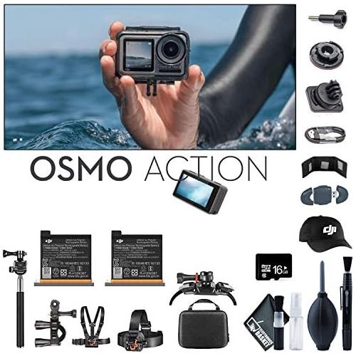 디제이아이 [아마존베스트]DJI Osmo Action 4K Camera + Monopod 70 + Baseball Cap + Osmo Action Battery x2 + 16GB Micro SD