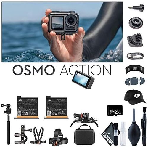 디제이아이 [아마존베스트]DJI Osmo Action 4K Camera + Monopod 70 + Baseball Cap + Osmo Action Battery x2 + 128GB Micro SD