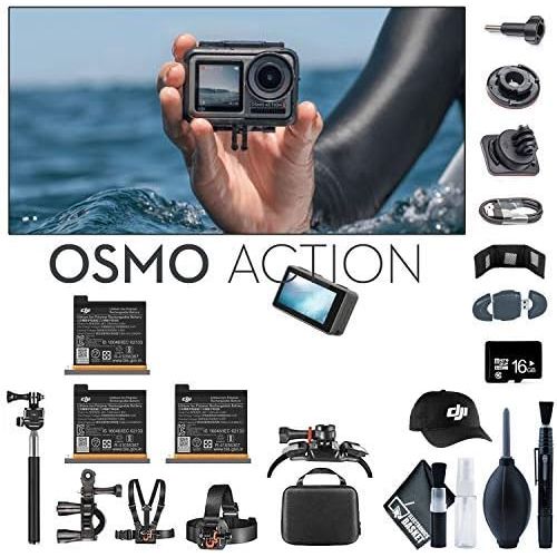 디제이아이 [아마존베스트]DJI Osmo Action 4K Camera + Monopod 70 + Baseball Cap + Osmo Action Battery x3 + 16GB Micro SD